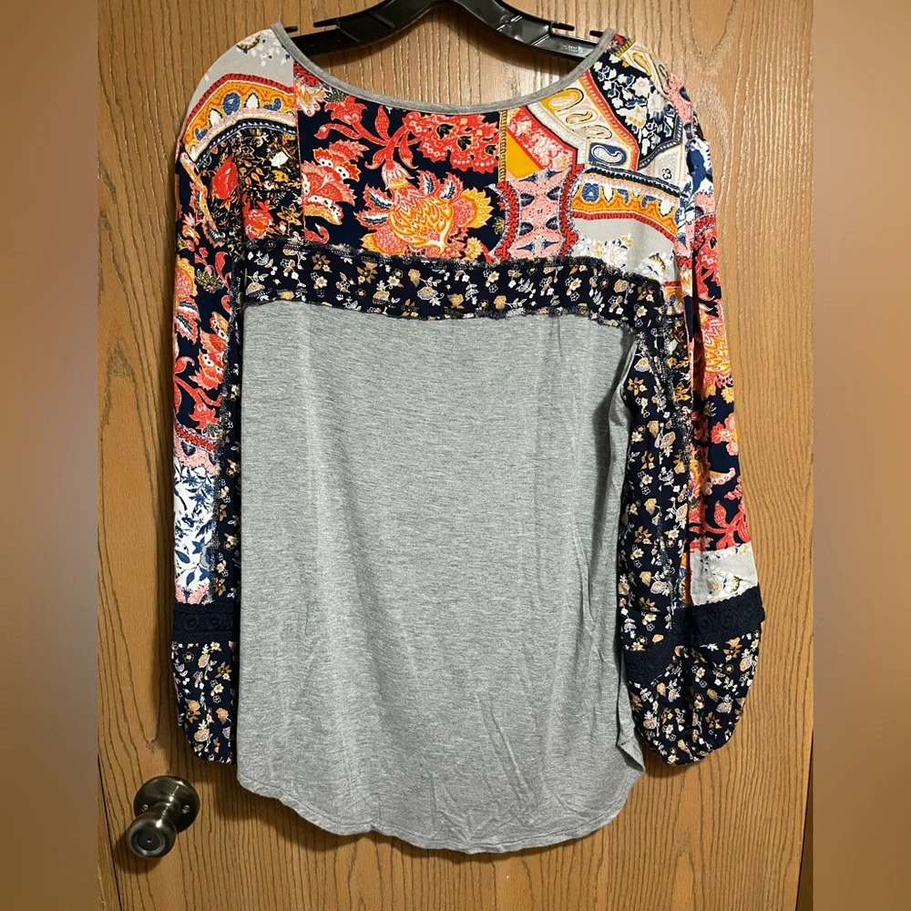 Cato Patchwork Print Blouse - Multicolored